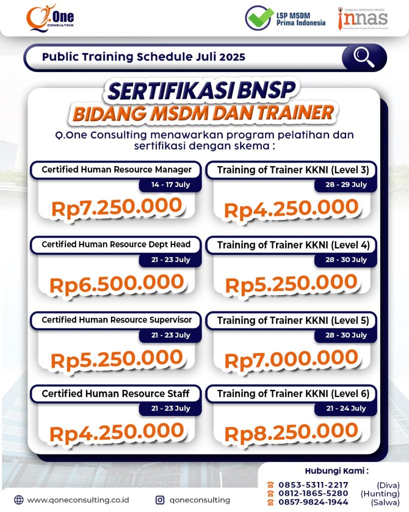 Sertifikasi HR Staff BNSP di Kota Bandung